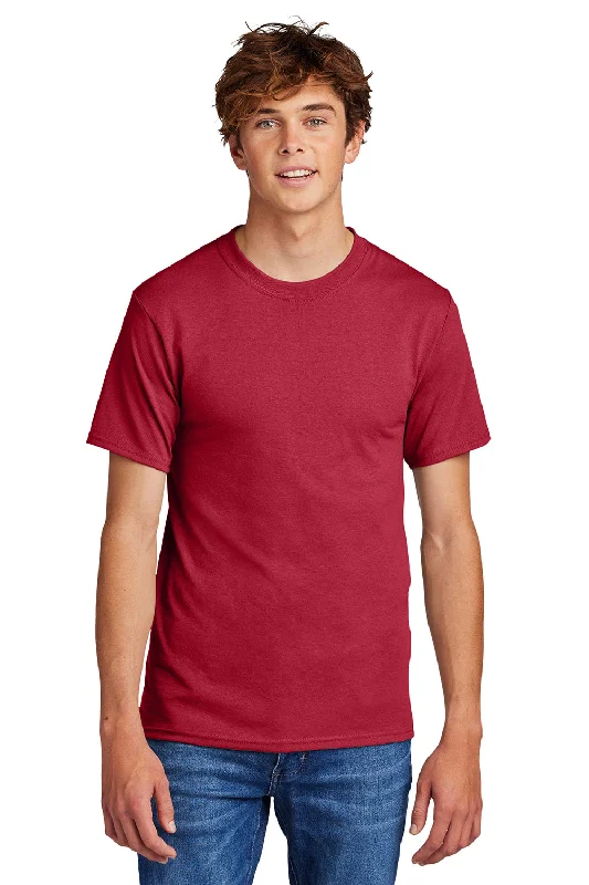 short sleeve high neck t-shirt -Port & Company Mens Core Short Sleeve Crewneck T-Shirt - Red