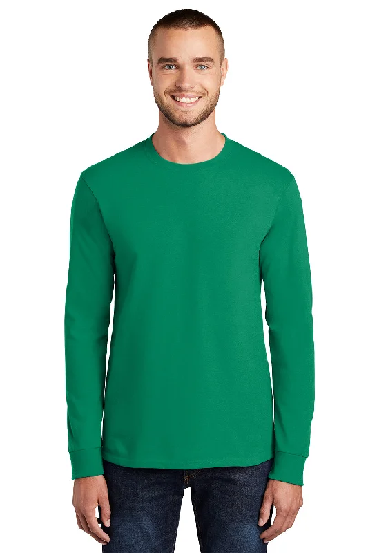 short sleeve t-shirt with floral print -Port & Company Mens Essential Long Sleeve Crewneck T-Shirt - Kelly Green