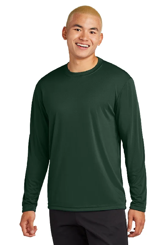 fun graphic short sleeve t-shirt -Sport-Tek Mens Competitor Moisture Wicking Long Sleeve Crewneck T-Shirt - Forest Green