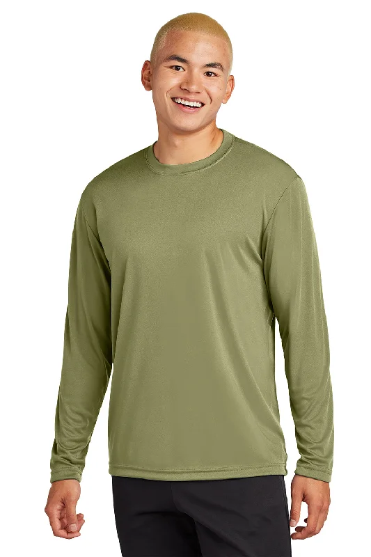 short sleeve workout shirts -Sport-Tek Mens Competitor Moisture Wicking Long Sleeve Crewneck T-Shirt - Olive Drab Green