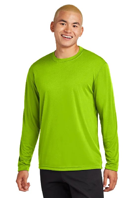 premium short sleeve shirt for travel -Sport-Tek Mens Competitor Moisture Wicking Long Sleeve Crewneck T-Shirt - Lime Shock Green