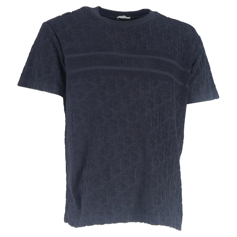 lightweight short sleeve t-shirt -Dior Oblique Crewneck T-Shirt in Navy Blue Cotton