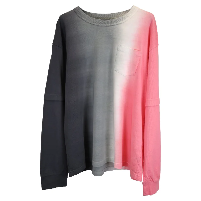 best short sleeve t-shirt for hot weather -Sacai Tie-Dye Crewneck T-shirt in Pink Cotton