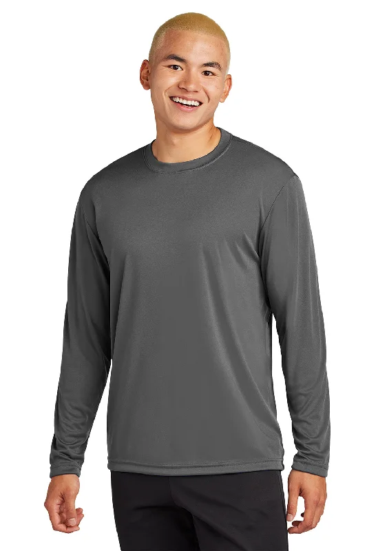 vintage style short sleeve t-shirt -Sport-Tek Mens Competitor Moisture Wicking Long Sleeve Crewneck T-Shirt - Iron Grey