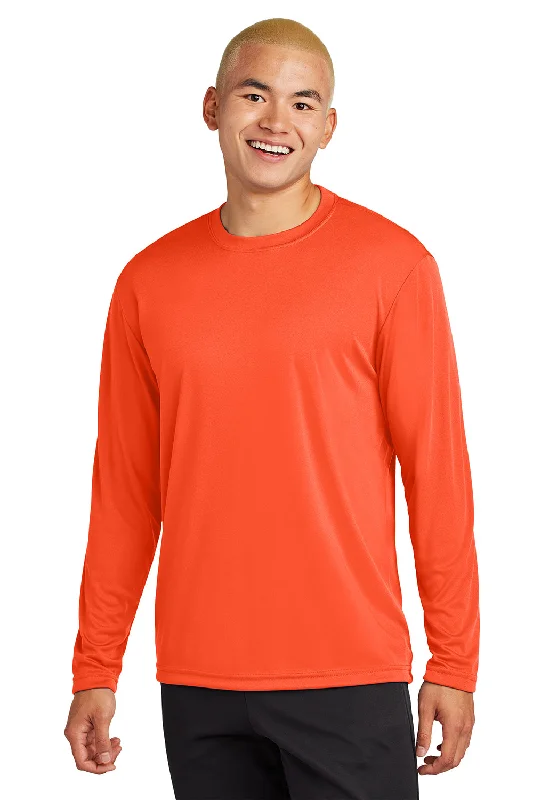 short sleeve t-shirt with bright colors -Sport-Tek Mens Competitor Moisture Wicking Long Sleeve Crewneck T-Shirt - Neon Orange