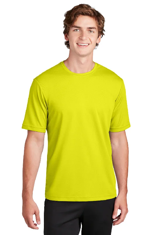 summer short sleeve t-shirt -Sport-Tek Mens RacerMesh Moisture Wicking Short Sleeve Crewneck T-Shirt - Neon Yellow