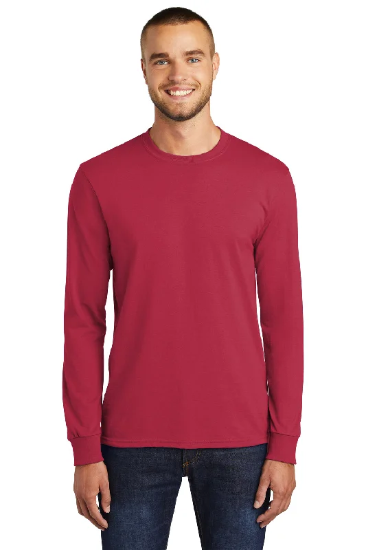 short sleeve t-shirt summer -Port & Company Mens Core Long Sleeve Crewneck T-Shirt - Red