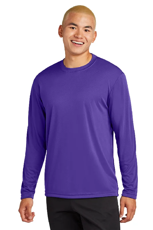 plain short sleeve t-shirt -Sport-Tek Mens Competitor Moisture Wicking Long Sleeve Crewneck T-Shirt - Purple