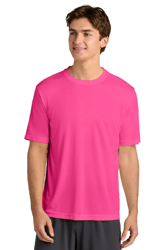 athletic short sleeve t-shirt for gym -Sport-Tek Mens Competitor Moisture Wicking Short Sleeve Crewneck T-Shirt - Neon Pink