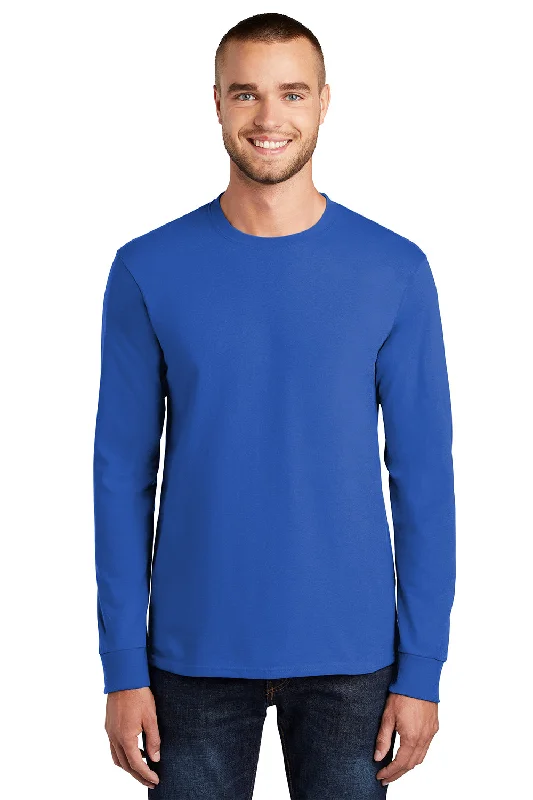 short sleeve graphic t-shirt for teenagers -Port & Company Mens Essential Long Sleeve Crewneck T-Shirt - Royal Blue