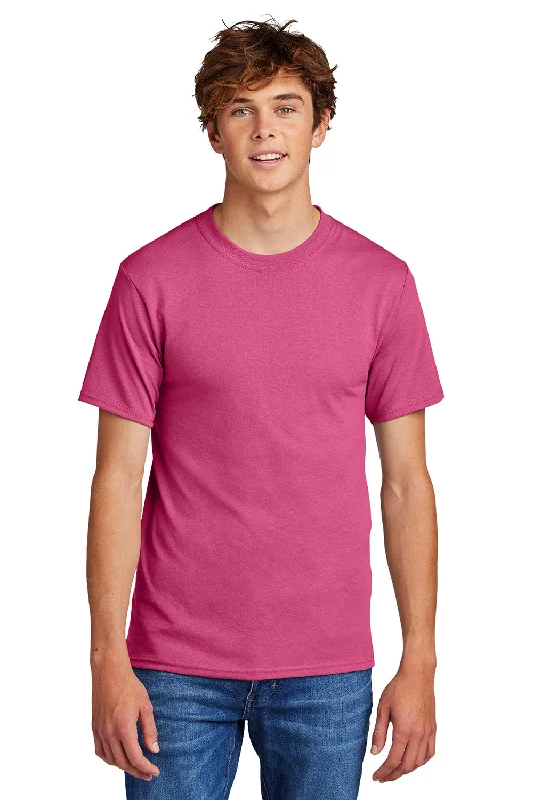 stylish short sleeve graphic tee -Port & Company Mens Core Short Sleeve Crewneck T-Shirt - Sangria Pink