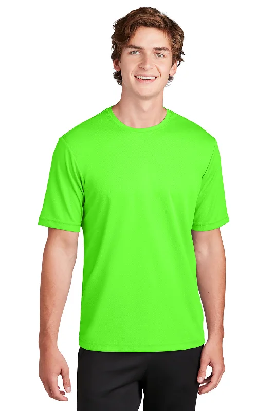 short sleeve t-shirt for women -Sport-Tek Mens RacerMesh Moisture Wicking Short Sleeve Crewneck T-Shirt - Neon Green