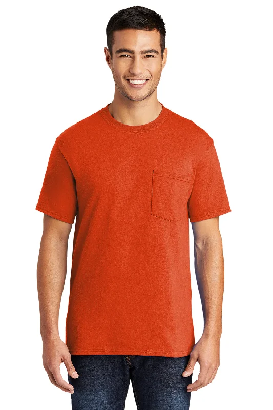 comfortable fit short sleeve t-shirt -Port & Company Mens Core Short Sleeve Crewneck T-Shirt w/ Pocket - Orange