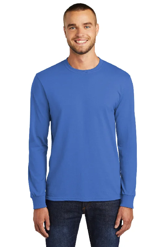 versatile short sleeve shirt for men -Port & Company Mens Core Long Sleeve Crewneck T-Shirt - Royal Blue