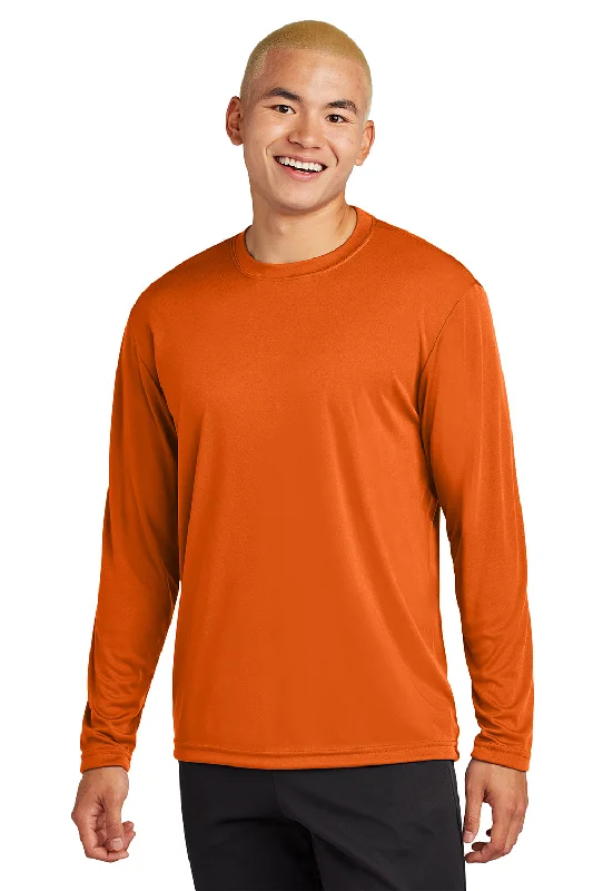 short sleeve raglan t-shirt for men -Sport-Tek Mens Competitor Moisture Wicking Long Sleeve Crewneck T-Shirt - Deep Orange