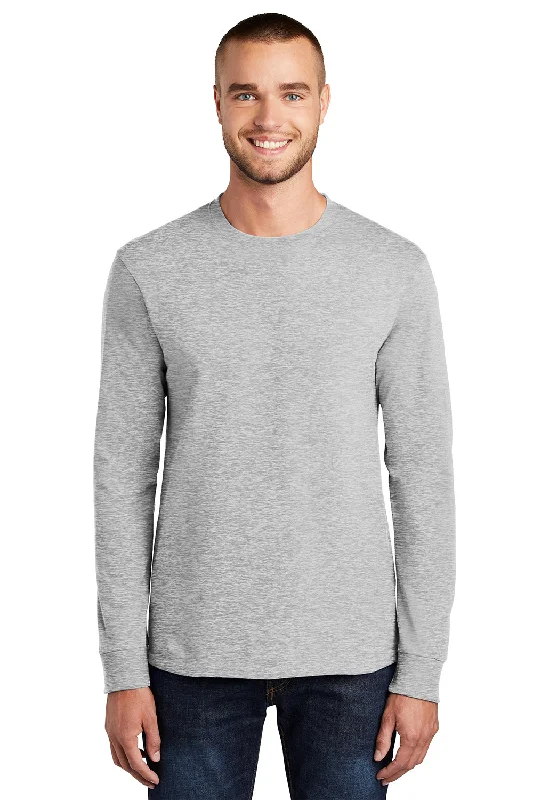 cozy short sleeve t-shirt for winter -Port & Company Mens Essential Long Sleeve Crewneck T-Shirt - Ash Grey