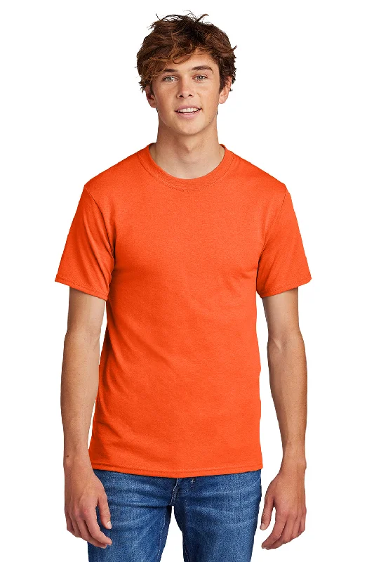 comfortable short sleeve shirt for work -Port & Company Mens Core Short Sleeve Crewneck T-Shirt - Safety Orange