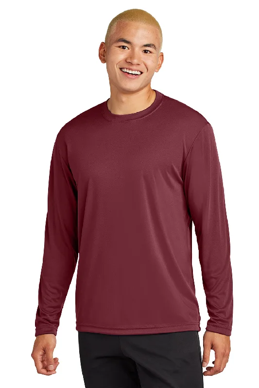 stylish fitted short sleeve shirt for men -Sport-Tek Mens Competitor Moisture Wicking Long Sleeve Crewneck T-Shirt - Maroon