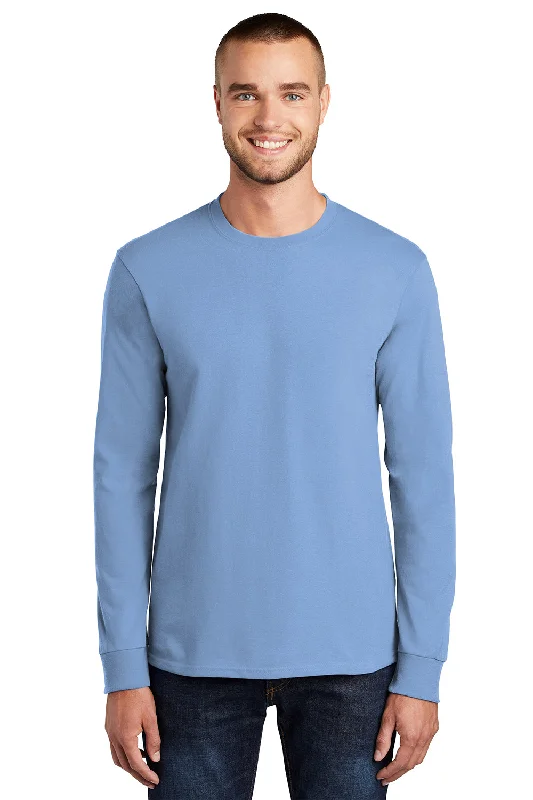 simple and elegant short sleeve t-shirt -Port & Company Mens Essential Long Sleeve Crewneck T-Shirt - Light Blue