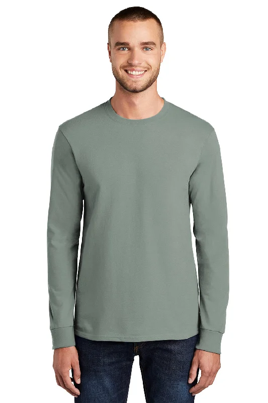 short sleeve t-shirt for outdoor activities -Port & Company Mens Essential Long Sleeve Crewneck T-Shirt - Stonewashed Green