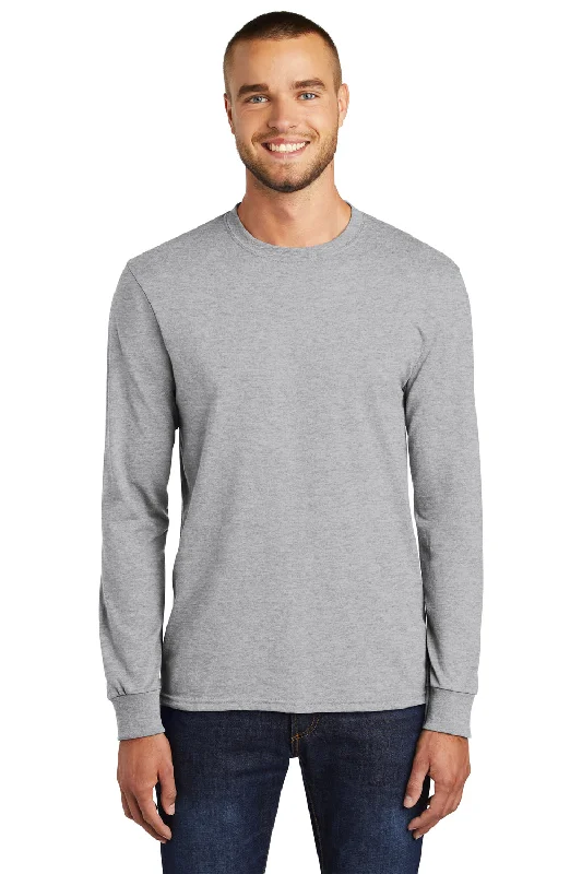 moisture-wicking short sleeve shirt -Port & Company Mens Core Long Sleeve Crewneck T-Shirt - Ash Grey