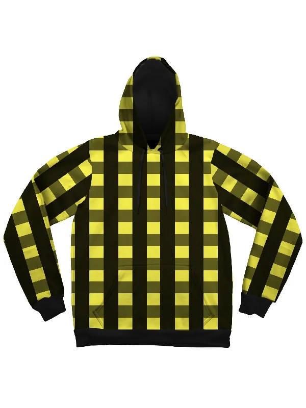 hoodie for relaxed mornings -Neon Yellow Black Plaid