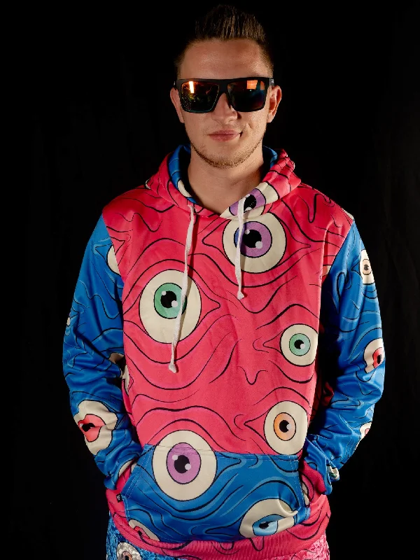 hoodie with durable fabric -Eyes (Pink/Blue) Unisex Hoodies