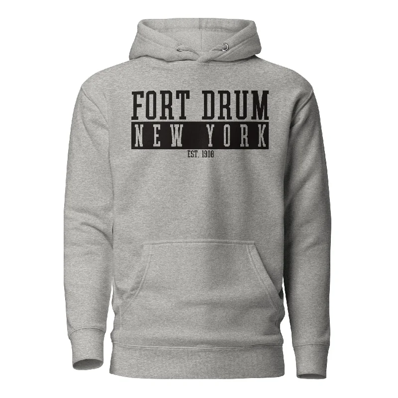 hoodie with unique tailoring -Fort Drum Hoodie