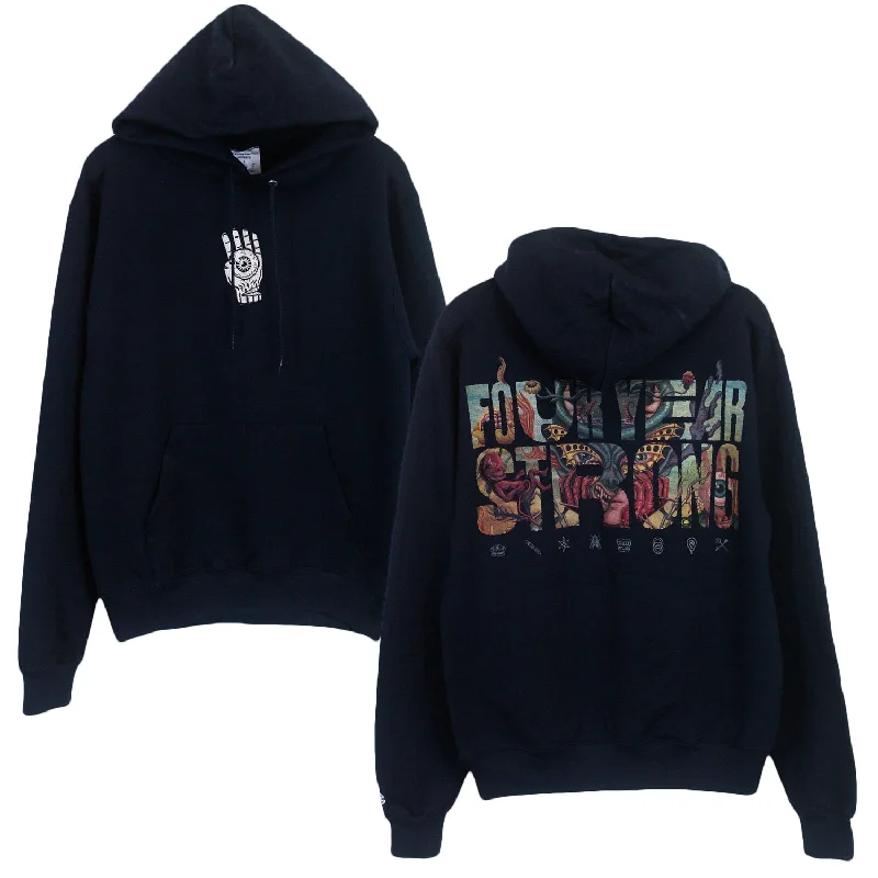 hoodie with distinctive fit -Brain Pain (Embroidered) Navy - Pullover