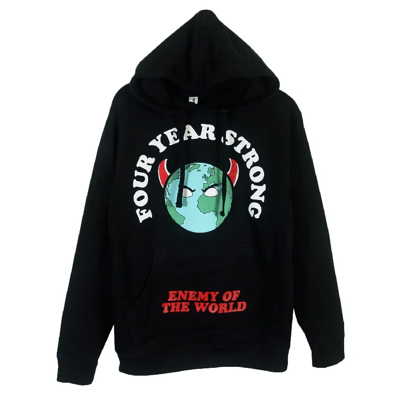 hoodie with smooth finish -Enemy Of The World Black - Pullover