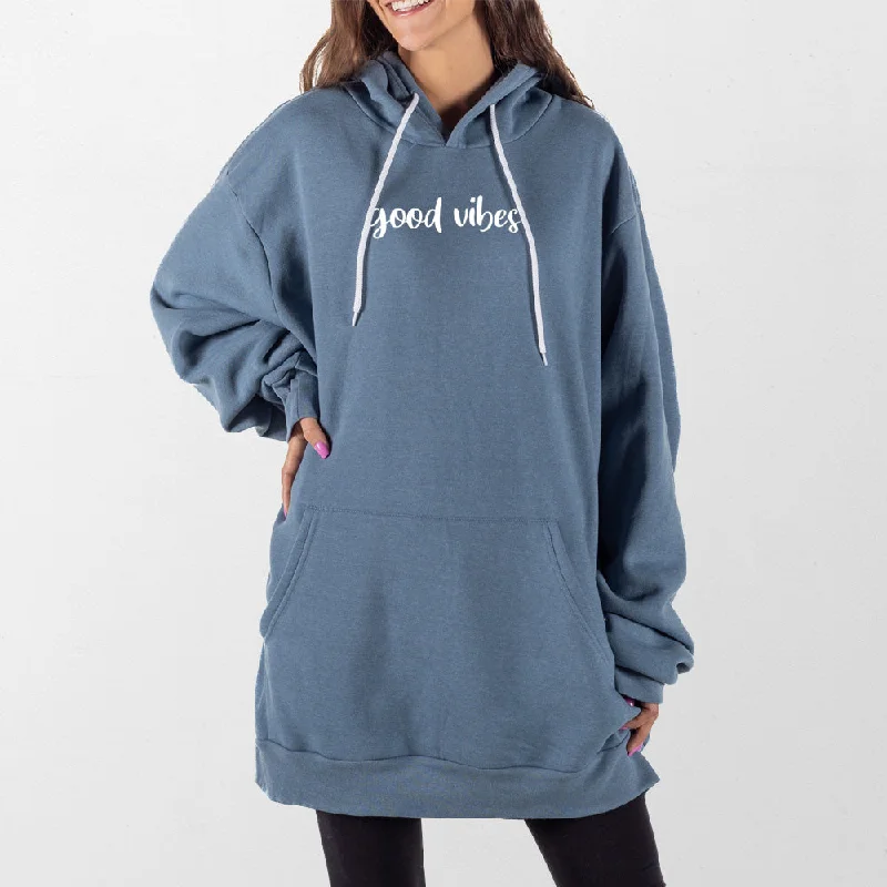 hoodie with graphic art prints -Good Vibes Giant Hoodie