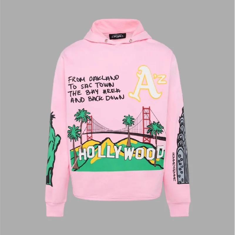 hoodie for fun outdoor events -Homme Femme Cali to NYC Hoodie Pink