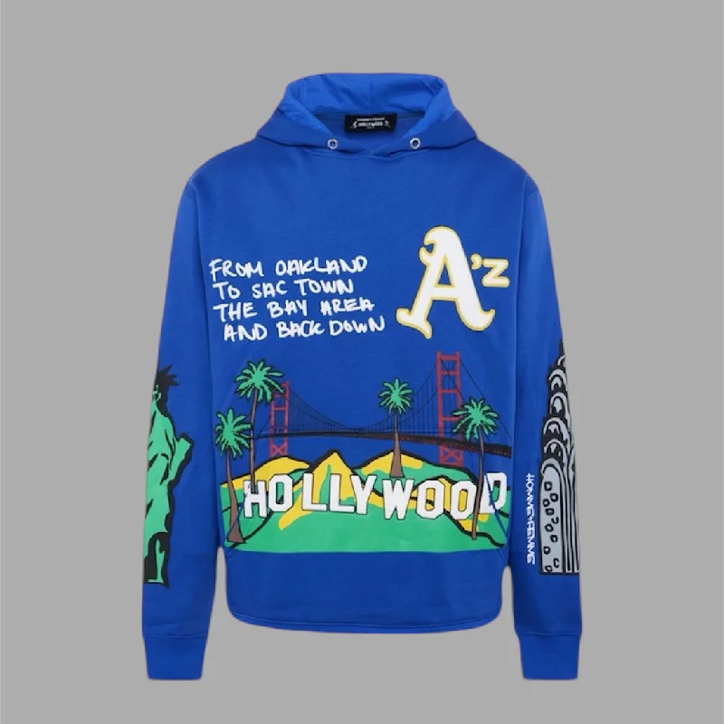 hoodie with unique zip designs -Homme Femme Cali to NYC Hoodie Royal