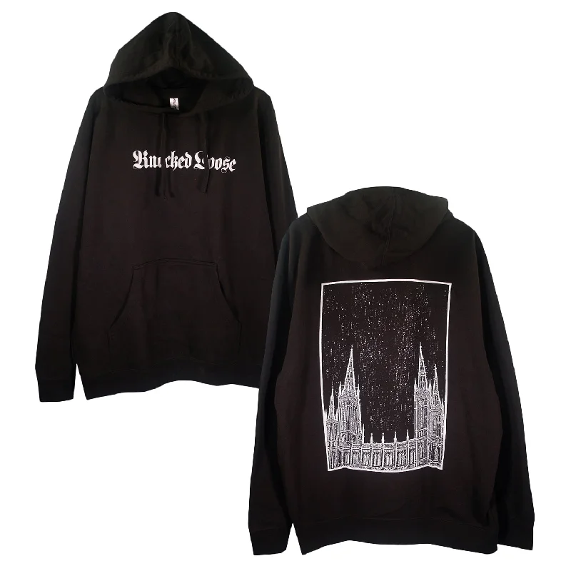 hoodie with eye-catching graphics -Church Black - Pullover