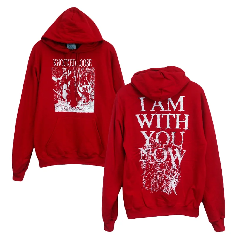 hoodie for indoor relaxation -I Am With You Now Scarlet - Pullover