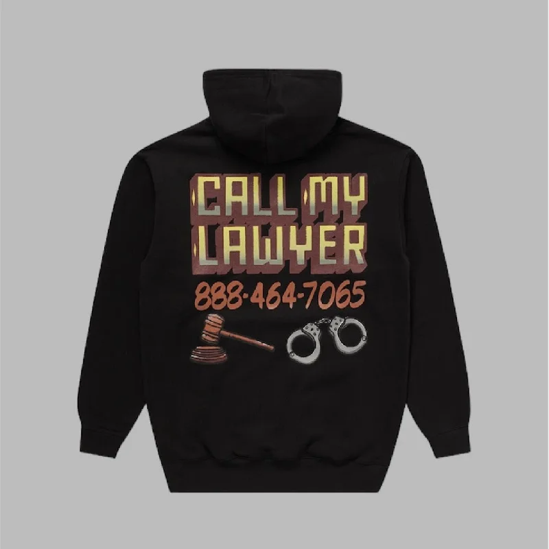 hoodie for ultimate coziness -Market Call My Lawyer Sign hoodie q4 15oz with graphic screenprint Black