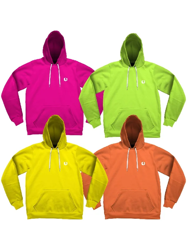 hoodie with tailored sleeves -Neon Unisex Pullover Hoodies