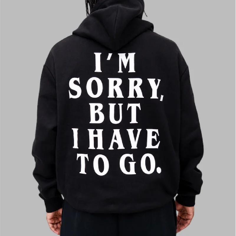 hoodie for casual street looks -Please Come Home I’m Sorry Heavy Hoodie Black