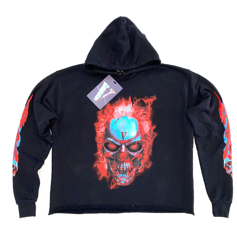 hoodie with vibrant designs -Vlone Red Skully Hoodie Black Red Blue