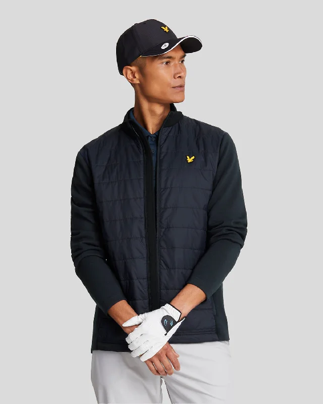 slim fit winter jacket-Baffle Quilted Golf Full Zip Jacket