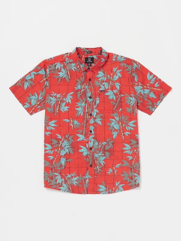 short sleeve v-neck shirt -Bamboozeled Floral Short Sleeve Shirt - Flash Red