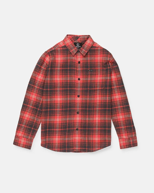 affordable short sleeve t-shirt -Big Boys Caden Plaid Long Sleeve Shirt - Red