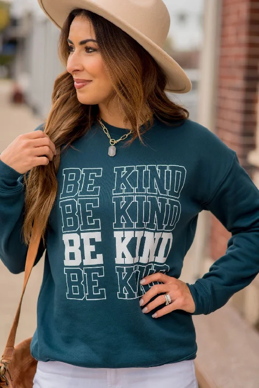 hoodie with unique zip designs -Be Kind Graphic Crewneck