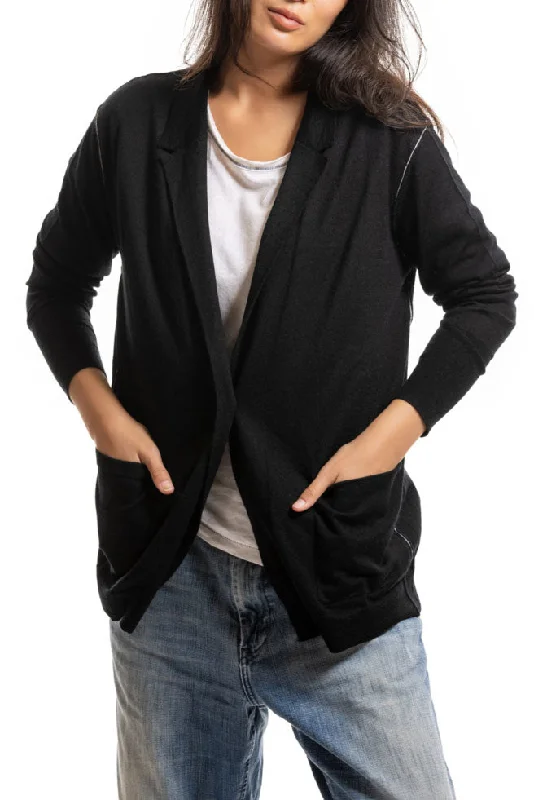 classic leather jacket-Black Cashmere Blazer