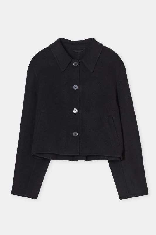 trench coat for women-Black Cropped Jacket