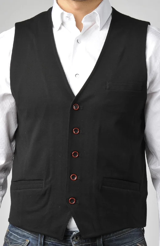 sleek winter jacket for men-Black Punto Milano Knit Vest