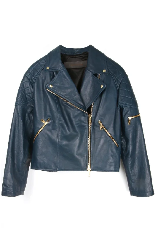 casual jacket for women’s fashion-Boxy Biker Jacket