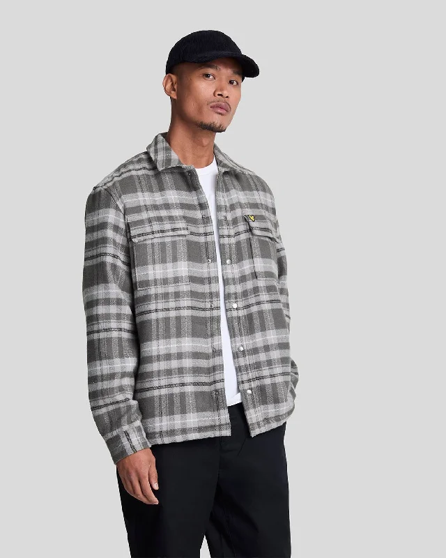 sleek casual jacket for men-Brushed Tartan Overshirt