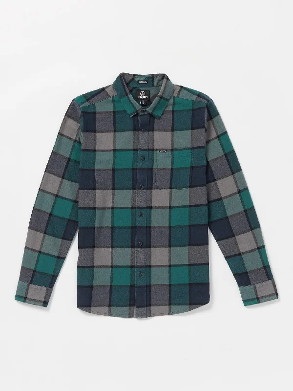 soft short sleeve cotton shirt -Caden Plaid Long Sleeve Shirt - Navy