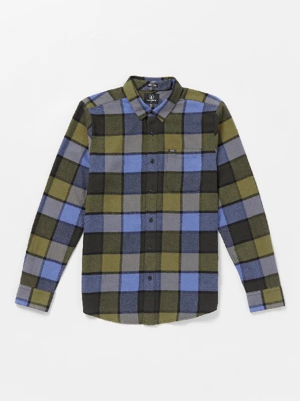 short sleeve t-shirt for athletic performance -Caden Plaid Long Sleeve Shirt - Rinsed Black